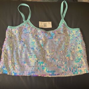Iridescent Sequin Crop Top